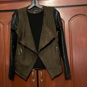 Astars Vegan Suede Brown & Black Draped Jacket Size Small